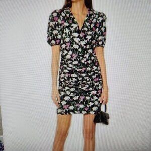 Veronica Beard Janis Floral Ruched Puff Sleeve Dress 10 NWT